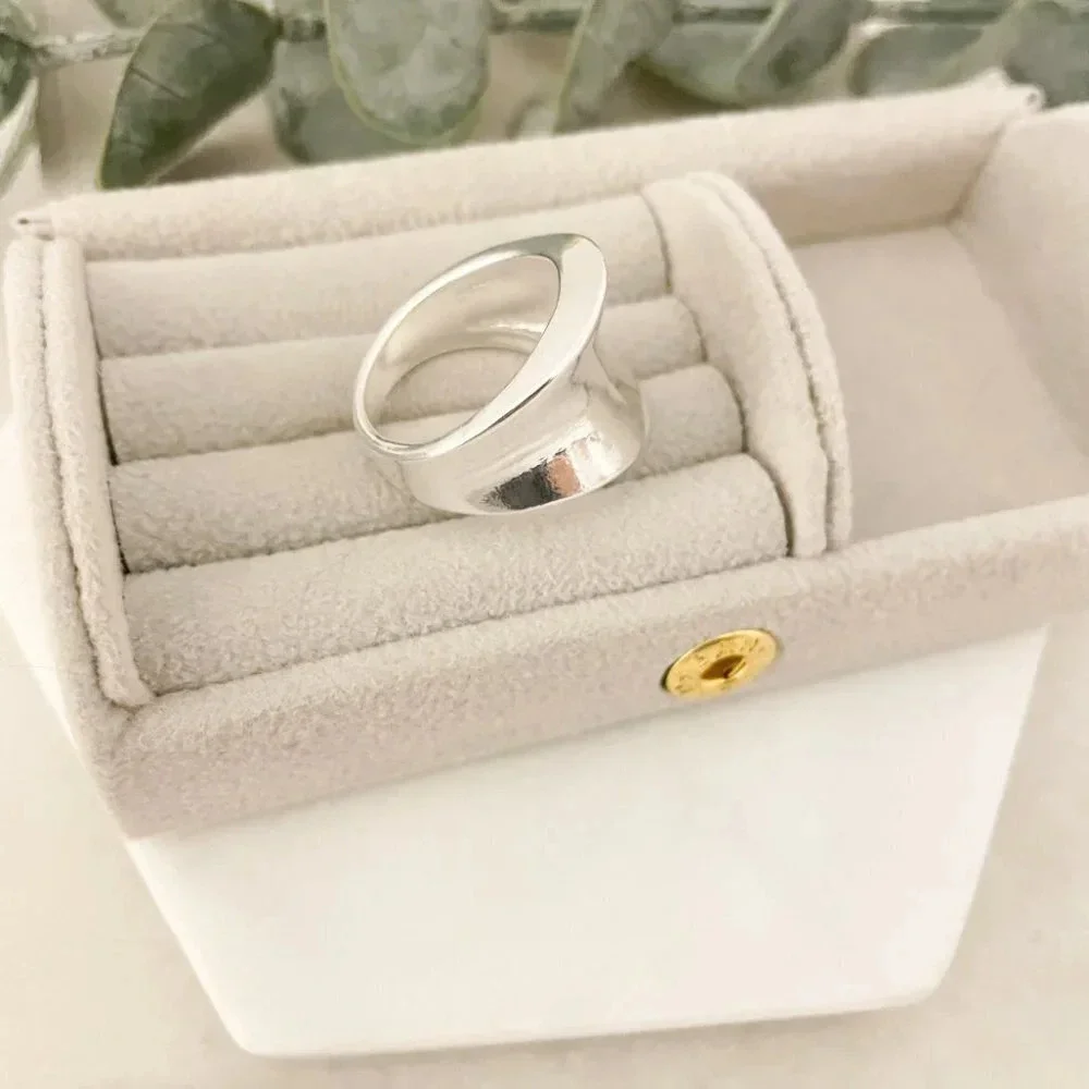 925 Sterling Silver Chunky Silver Ring Thick Wide Ring Band Statement Ring